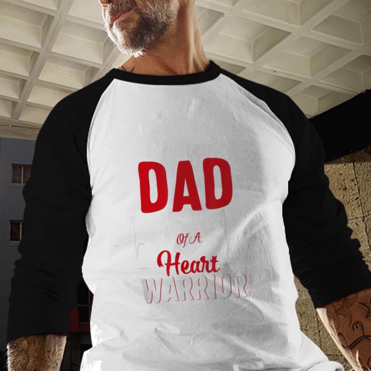 Proud Dad Of a Heart Warrior CHD Awareness Shirt Gift Men Baseball Raglan Shirt