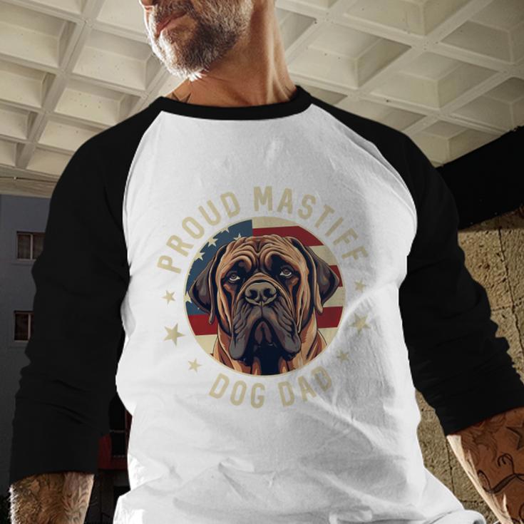 Proud Mastiff Dad American Flag Patriotic Mastiff Dad Men Baseball Raglan Shirt