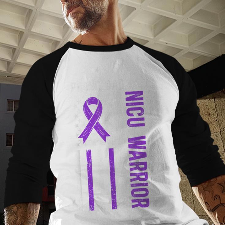 Proud NICU Dad Of NICU Warrior Micro Preemie Baby Father Men Baseball Raglan Shirt