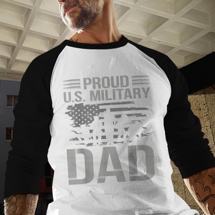 Proud Us Military Dad Father's Day For Dad Grandpa Veteran Men Baseball Raglan Shirt