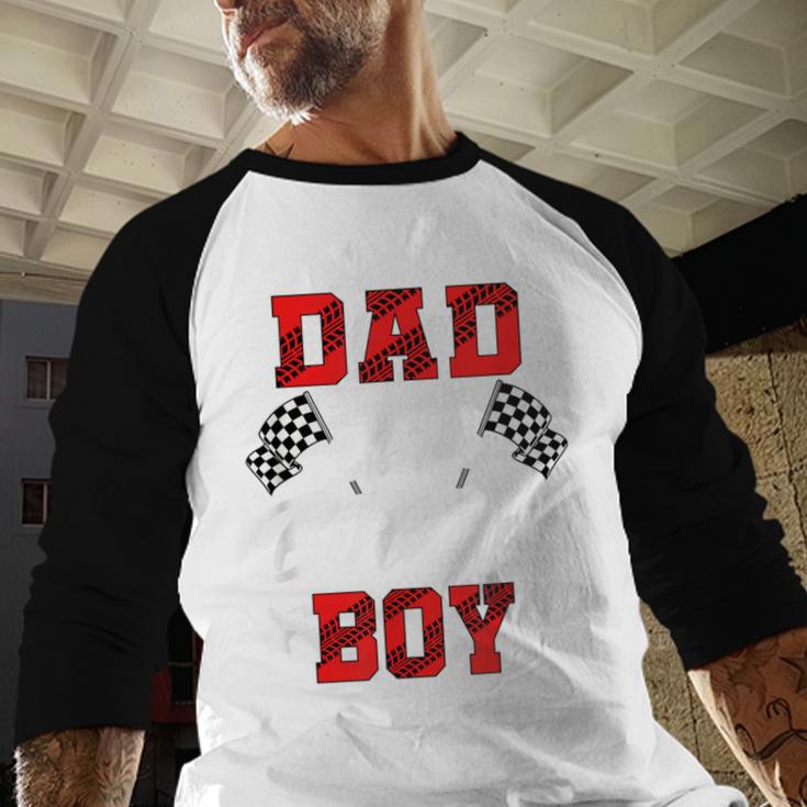 Race Car Dad Of The Birthday Boy Racing Family Pit Crew Men Baseball Raglan Shirt