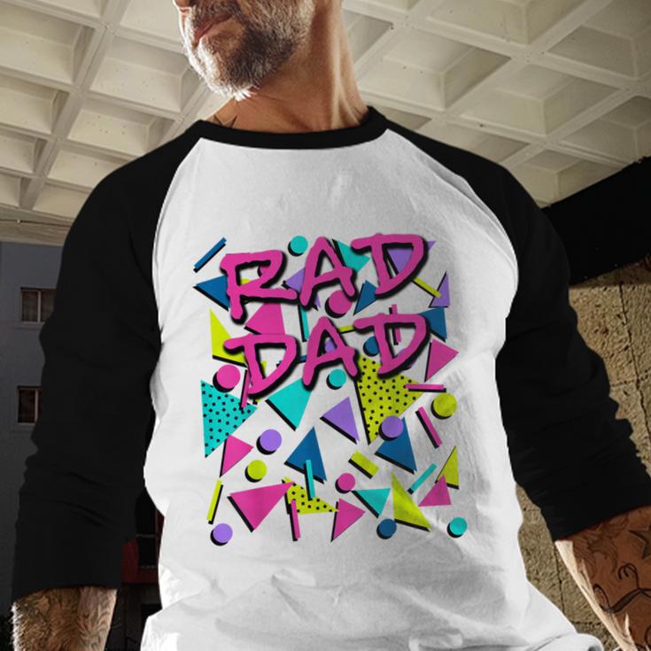 Rad Dad 80s Throwback Men Baseball Raglan Shirt