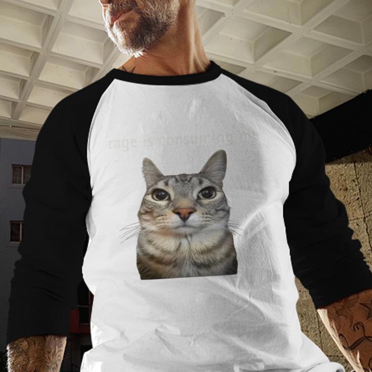 Rage Is Consuming Me Silly Staring Cat Meme Dad Mom Men Baseball Raglan Shirt Rage Is Consuming Me Silly Staring Cat Meme Dad Mom Men Baseball Raglan Shirt