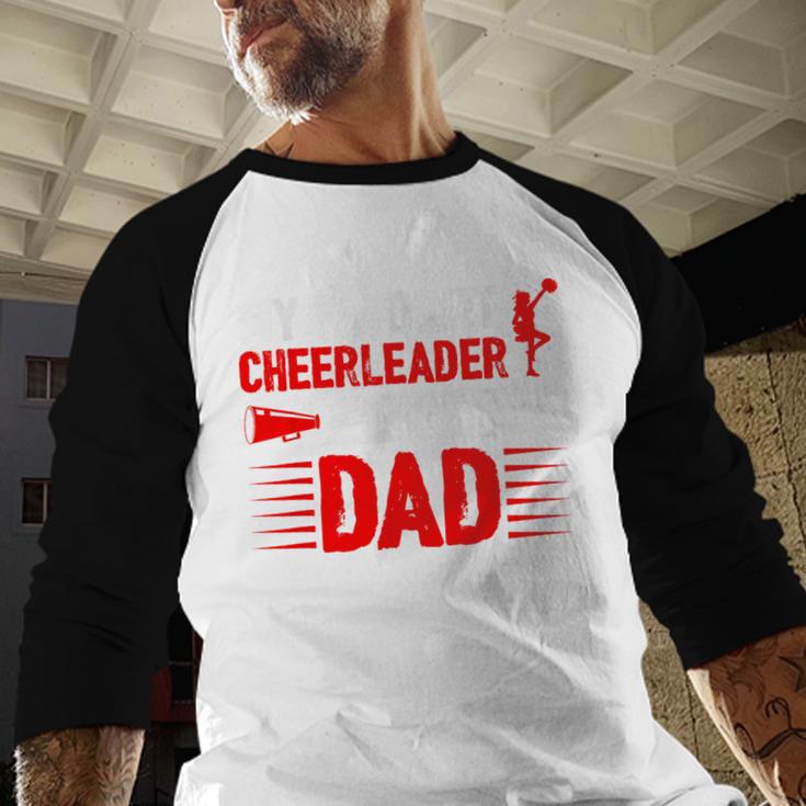 Red Cheer Dad Family Father Cheerleader Squad Men Baseball Raglan Shirt