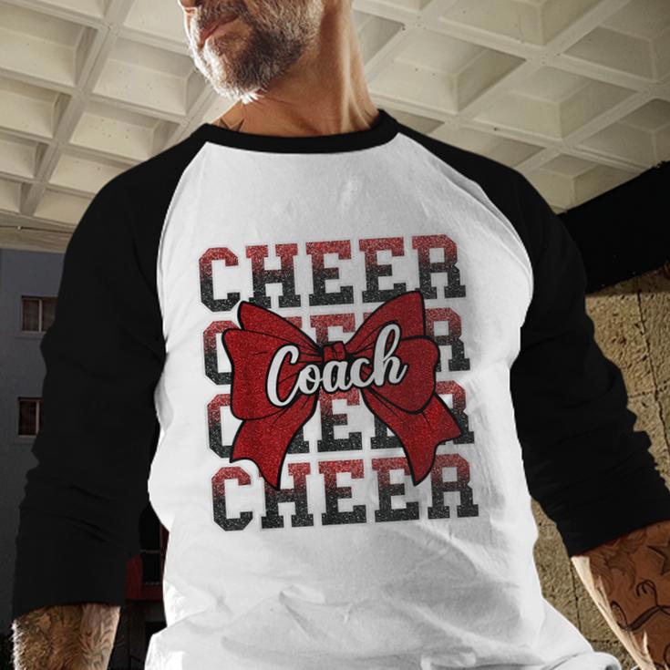 Red Sport Loud Proud Cheer Coach Dad Father's Day Men Baseball Raglan Shirt
