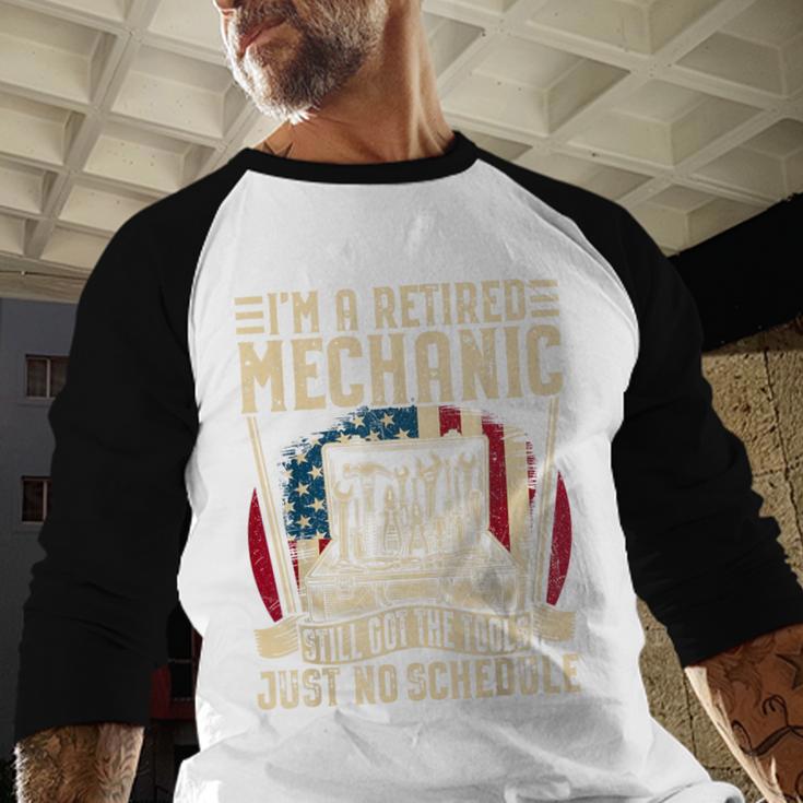 Retired Car Mechanic Tool Retirement Dad Grandpa Men Men Baseball Raglan Shirt