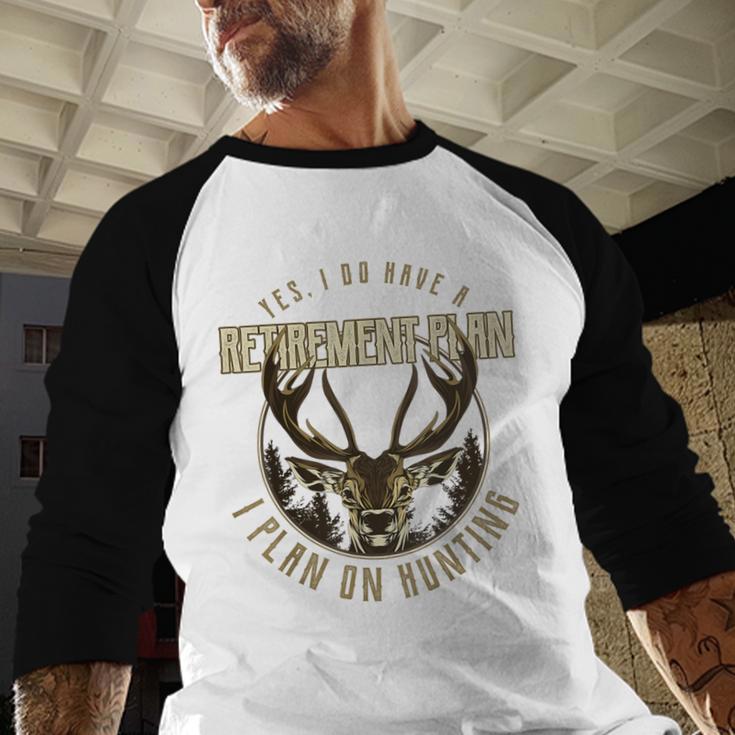Retirement Grandpa Hunting Deer Elk Retired Hunter Dad Men Baseball Raglan Shirt