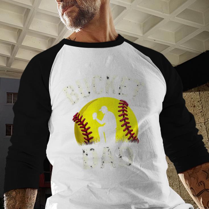 Retro Daddy Bucket Dad Softball Girl Men Baseball Raglan Shirt