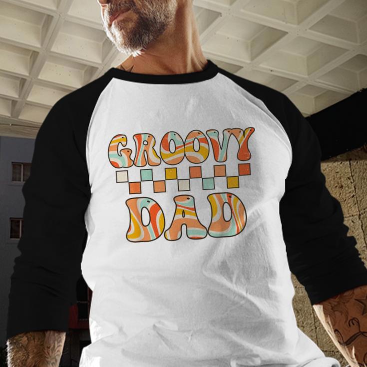 Retro Groovy Dad Matching Family 1st Birthday Party Men Baseball Raglan Shirt