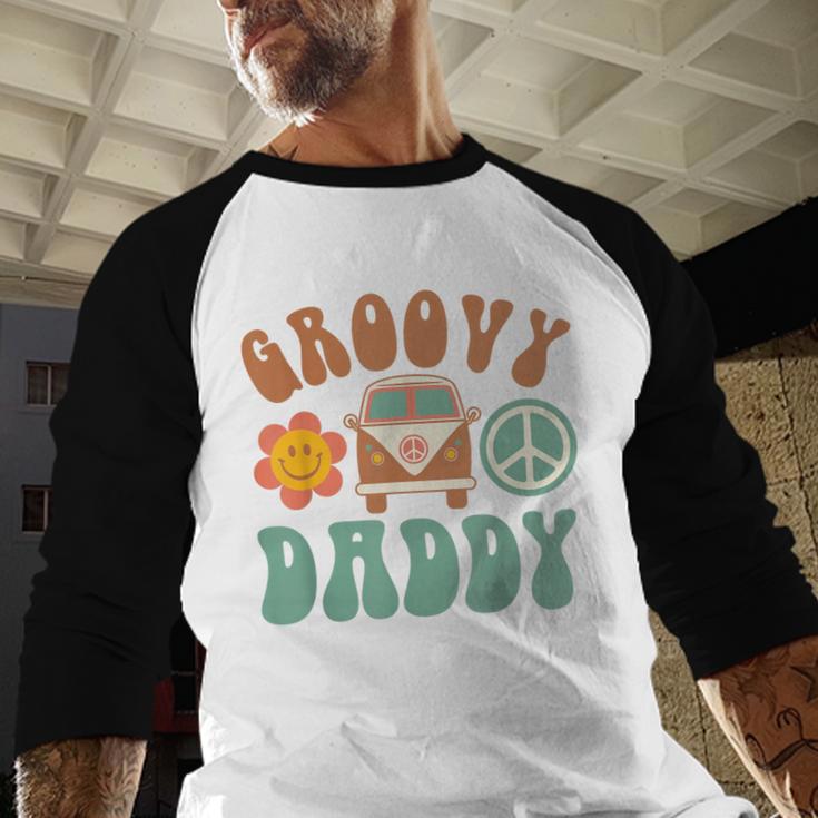 Retro Groovy Daddy Matching Family Birthday Party Men Baseball Raglan Shirt