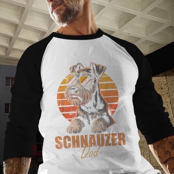 Retro Miniature Schnauzer Dad Vintage Dog Lovers Men Baseball Raglan Shirt