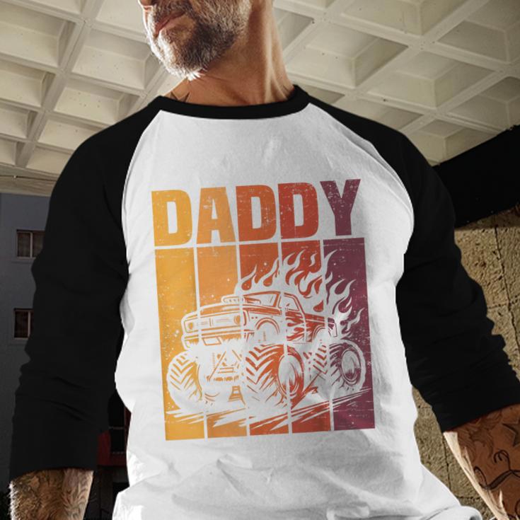 Retro Monster Truck Daddy Matching Family Birthday Party Men Baseball Raglan Shirt Retro Monster Truck Daddy Matching Family Birthday Party Men Baseball Raglan Shirt