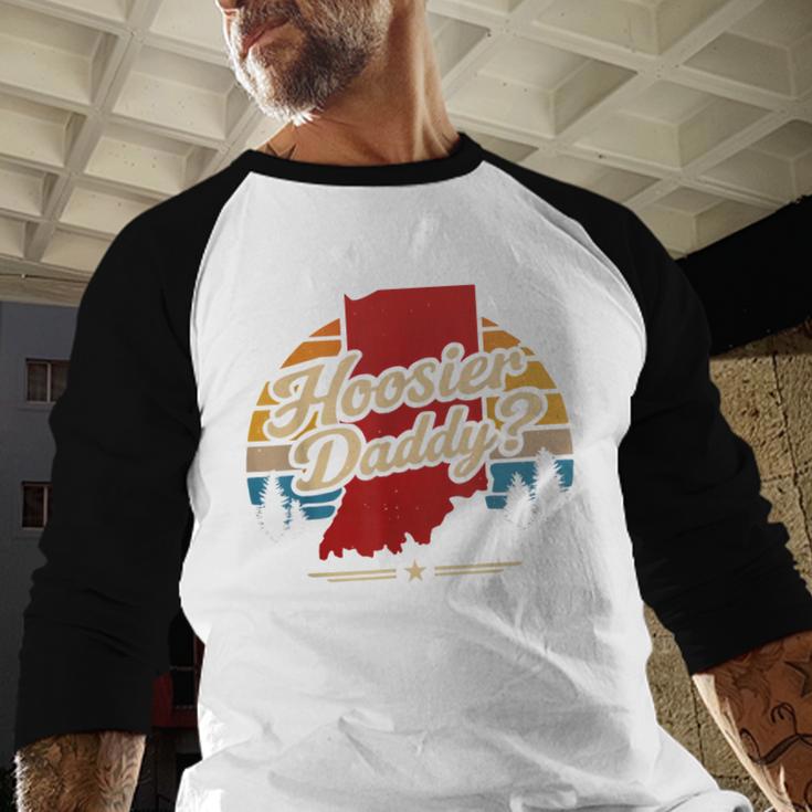 Retro Vintage US States Hoosier Daddy State Outline Desig Men Baseball Raglan Shirt