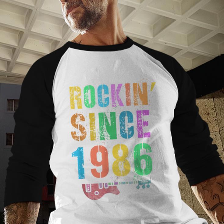 Rockin' Since 1986 Vintage Rockstar 40th Birthday Mom Dad 40 Men Baseball Raglan Shirt