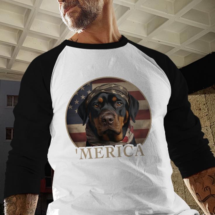 Rottie Dog Mom Dad 'Merica Rottweiler Men Baseball Raglan Shirt
