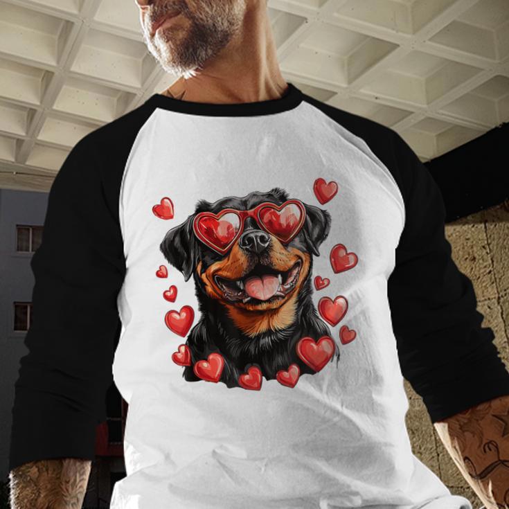 Rottweiler Heart Glasses Cute Rottie Dog Lover Mom Dad Kids Men Baseball Raglan Shirt