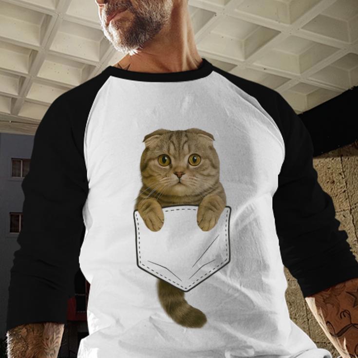 Scottish Fold Cat Pocket Cat Mom Cat Dad Cat Lover Men Baseball Raglan Shirt Scottish Fold Cat Pocket Cat Mom Cat Dad Cat Lover Men Baseball Raglan Shirt