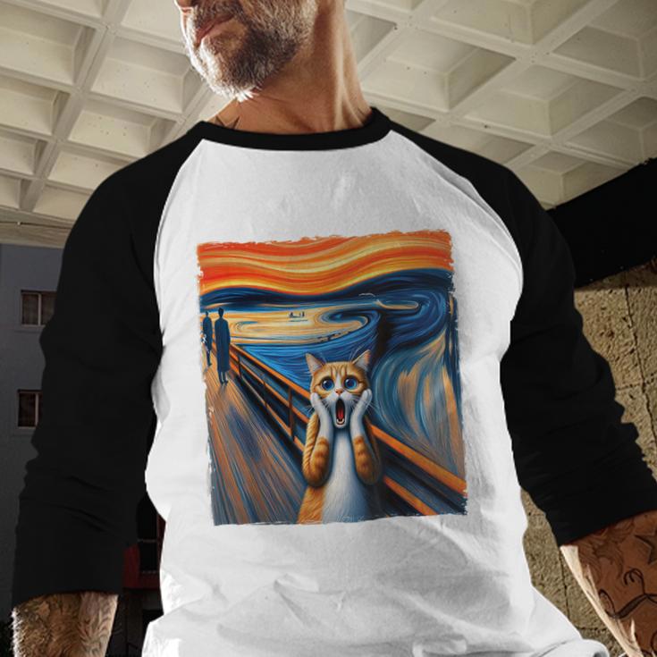 The Scream Cat Parody For Kitty Cat Lover Cat Mom Cat Dad Men Baseball Raglan Shirt The Scream Cat Parody For Kitty Cat Lover Cat Mom Cat Dad Men Baseball Raglan Shirt