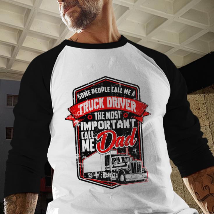 Semi Truck Driver For Truckers And Dads Small Men Baseball Raglan Shirt