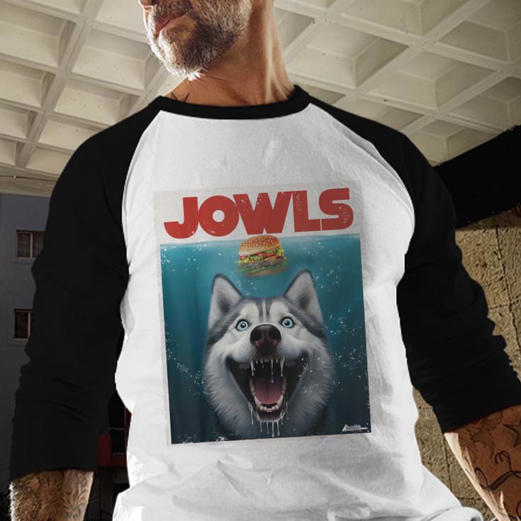 Siberian Husky Jowls Sled Dog Mom Top Alaskan Dog Dad Men Baseball Raglan Shirt