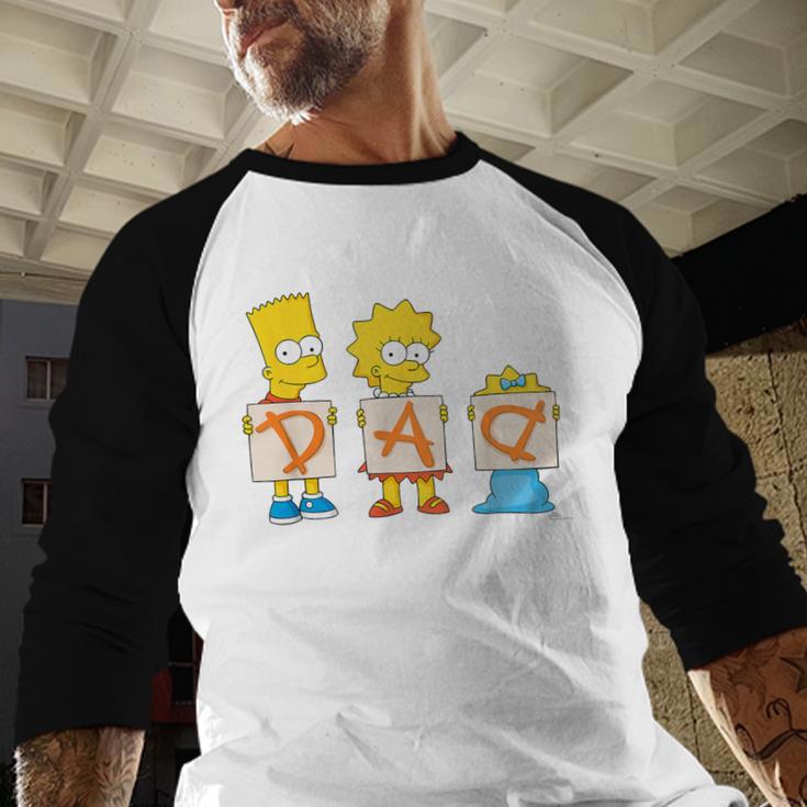 The Simpsons Father's Day Bart Lisa Maggie Dad Birthday Men Baseball Raglan Shirt