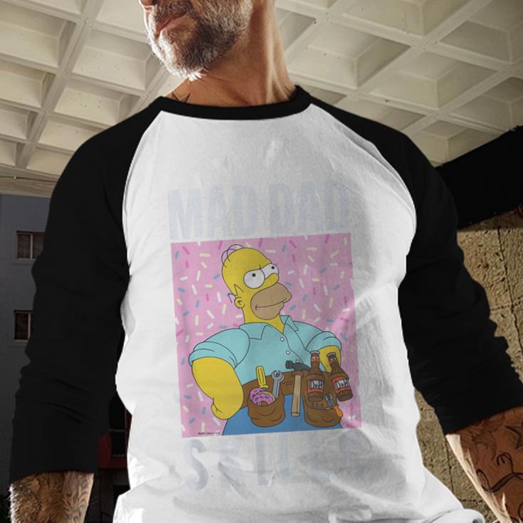 The Simpsons Father's Day Mad Dad Skills Homer Poster Men Baseball Raglan Shirt