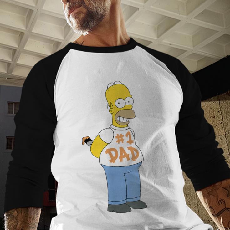 The Simpsons Homer Number 1 Dad Father's Day V2 Men Baseball Raglan Shirt