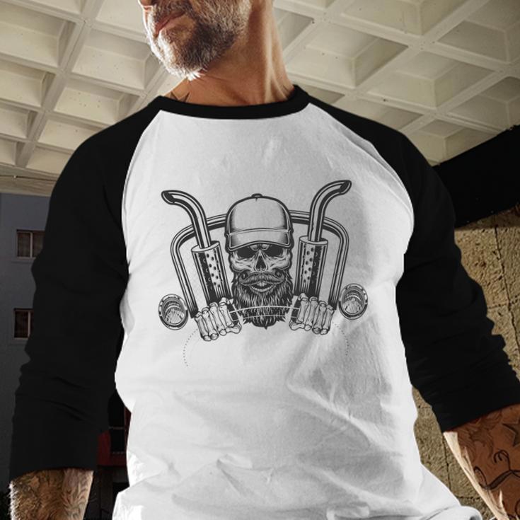 Skeleton Truck Driver Big Trucking Trucker Dad Men Baseball Raglan Shirt
