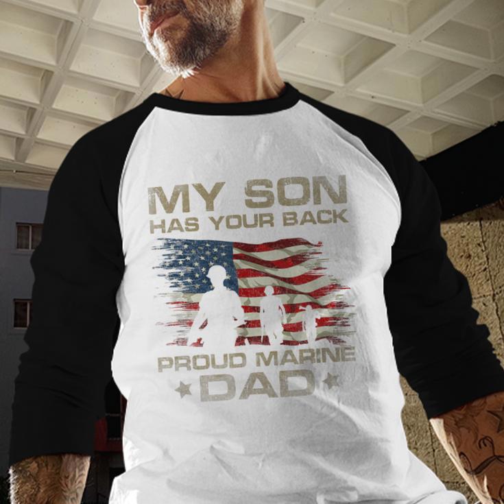 My Son Has Your Back Marine Dad Camouflage Men Baseball Raglan Shirt