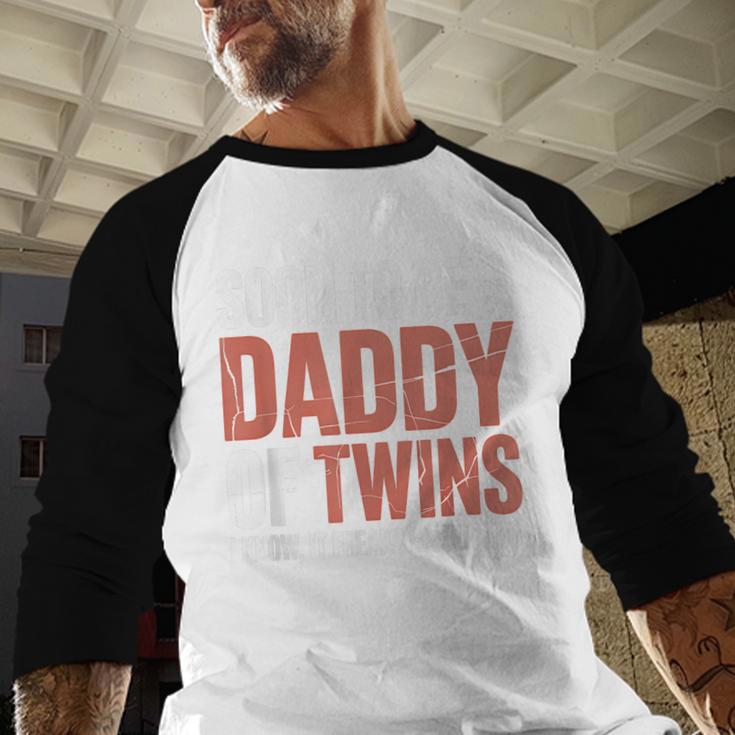 Soon To Be Dad Twins Fatherhood Pregnancy Announcement New D Men Baseball Raglan Shirt