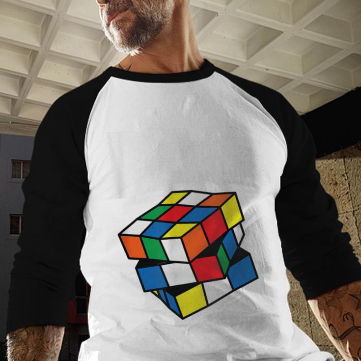 Speed Cubing Dad Puzzle Cuber Cube Kids Men Baseball Raglan Shirt