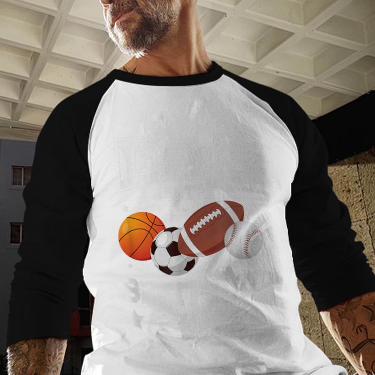Sports Dad Of The Birthday Baller Sports Family Party Men Baseball Raglan Shirt