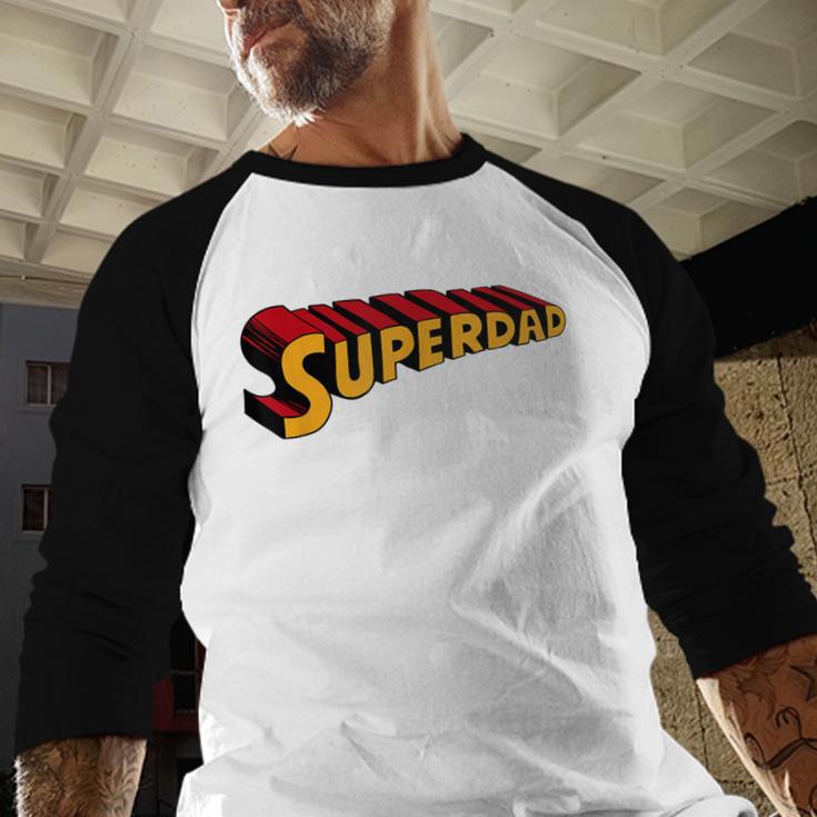 Super Dad Superdad Superhero Dad Men Baseball Raglan Shirt