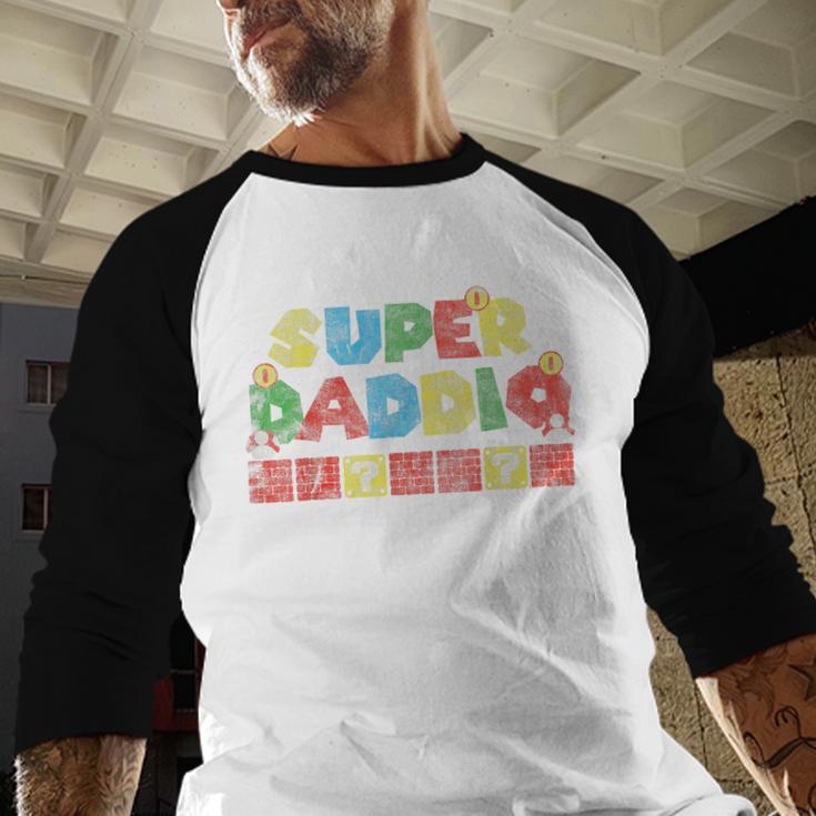 Super Daddio Retro Gamer Dad Style Men Baseball Raglan Shirt