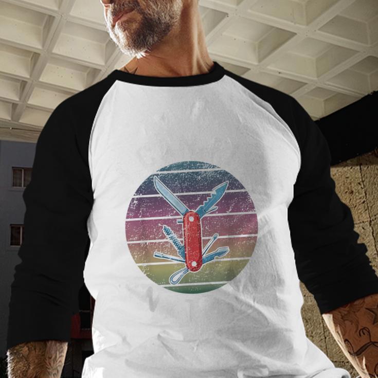 Swiss Army Knife DIY Dad Fathers Day Fix Anything Handyman Men Baseball Raglan Shirt
