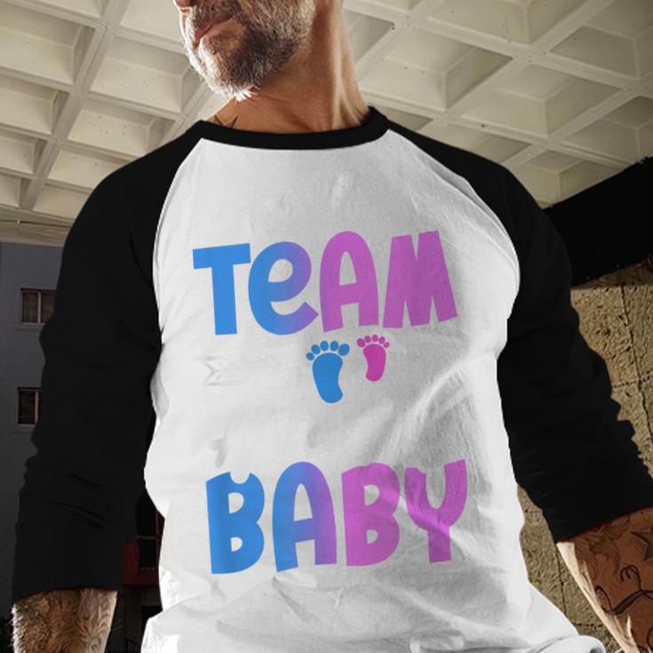 Team Healthy Baby Gender Reveal Pregnancy Mom Dad Men Baseball Raglan Shirt