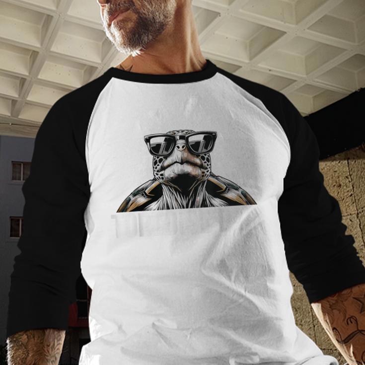 Tortoise Dad Tortoise With Sunglasses Vintage Tortoise Dad Men Baseball Raglan Shirt