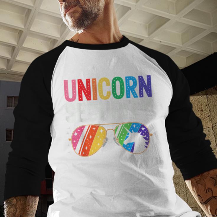 Unicorn Security Birthday Family Halloween Costume Mom Dad Men Baseball Raglan Shirt