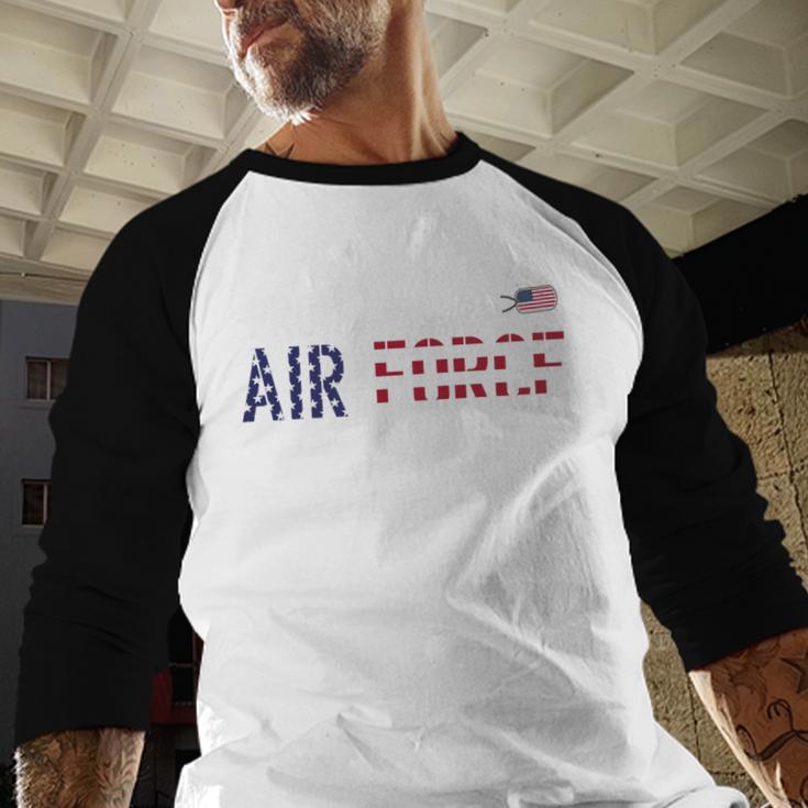 US Flag Proud Air Force Dad Men Baseball Raglan Shirt