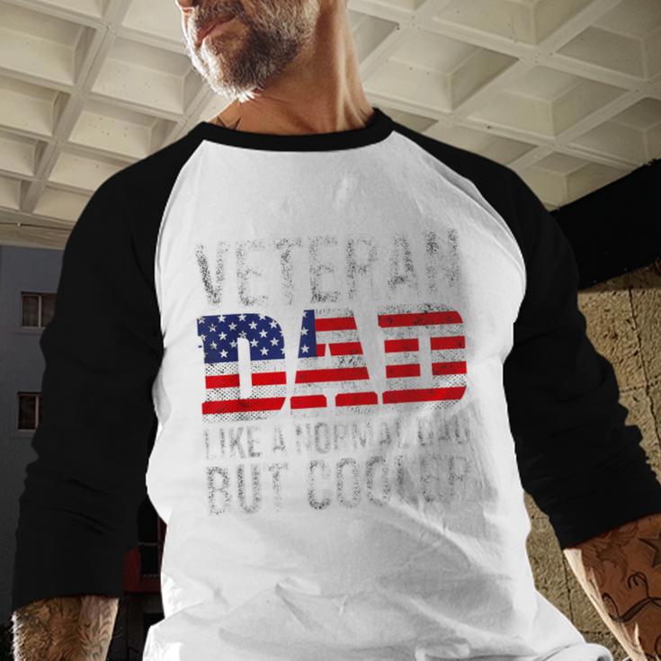 Veteran Dad Like A Normal Dad But Cooler American Flag Men Baseball Raglan Shirt