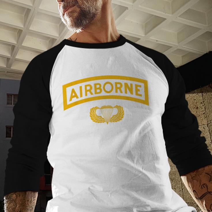 Vintage Airborne Veteran Paratrooper For Men Dad T-Shirt Men Baseball Raglan Shirt