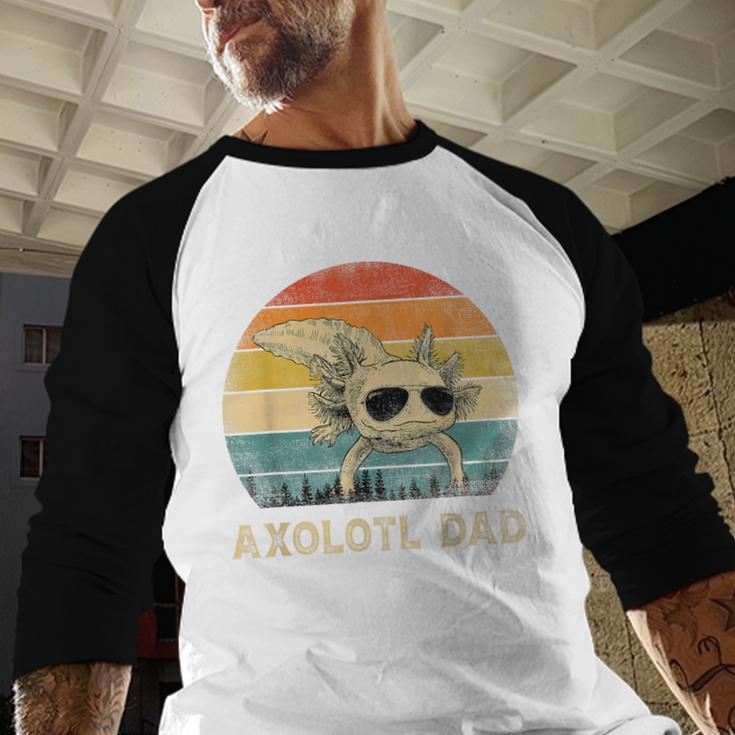 Vintage Axolotl Dad Axolotl Lovers Daddy Father's Day Men Baseball Raglan Shirt