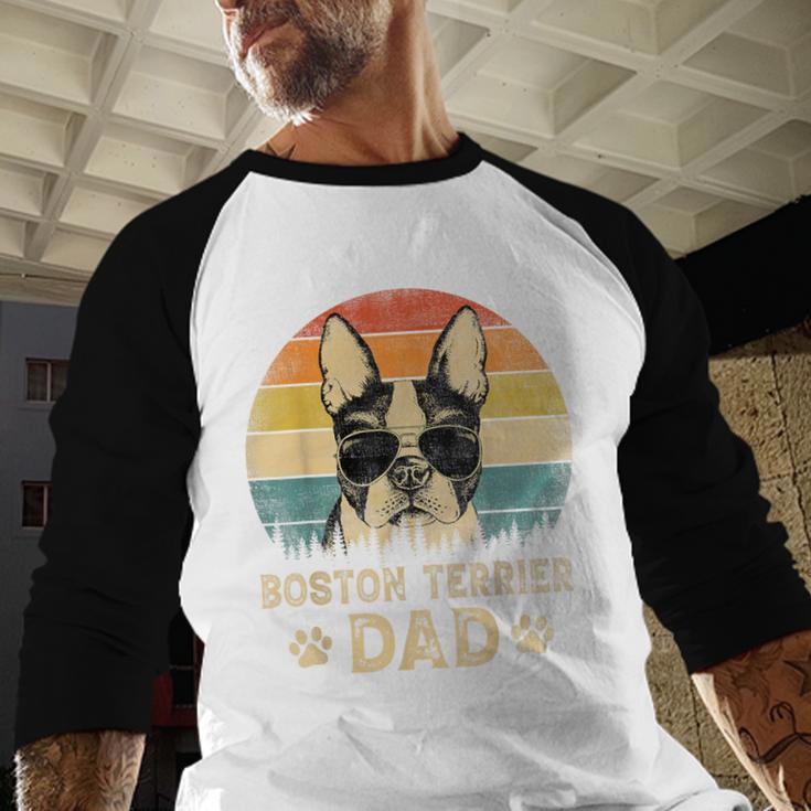 Vintage Boston Terrier Dad Dog Lovers Father's Day Tee Men Baseball Raglan Shirt