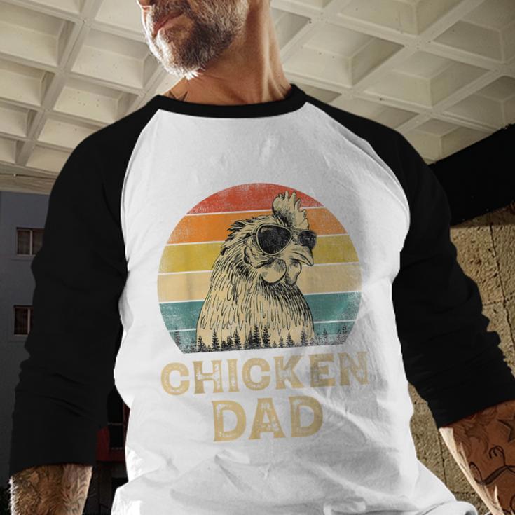 Vintage Chicken Dad Chicken Lovers Daddy Father's Day Men Baseball Raglan Shirt