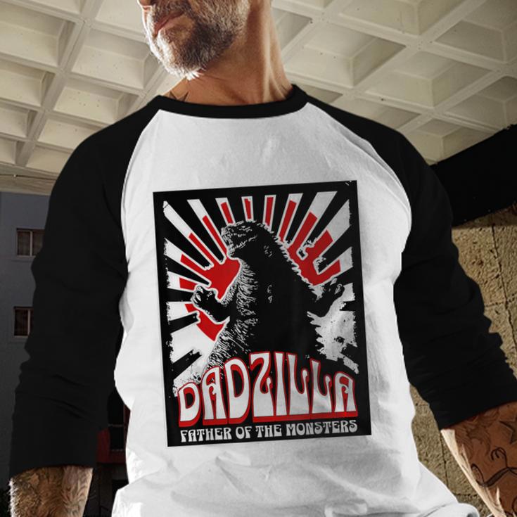 Vintage Dadzilla Father Of The Monsters Fathers Day Men Baseball Raglan Shirt