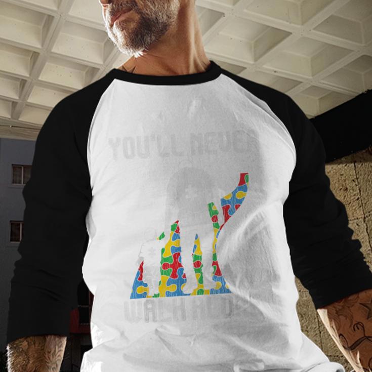 Vintage Father Son Family Autistic Kids Autism Awareness Dad Men Baseball Raglan Shirt