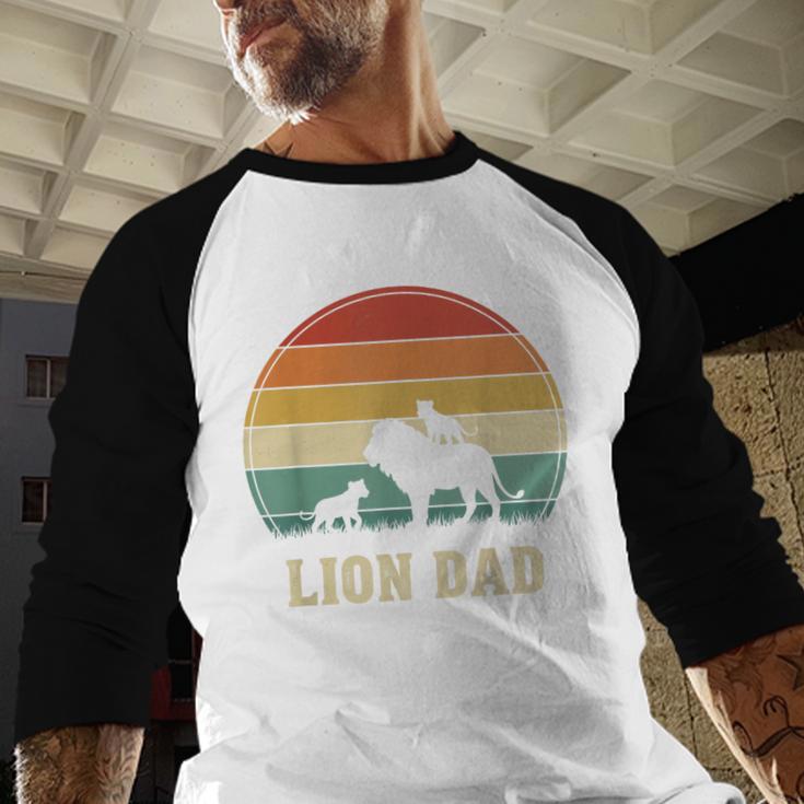 Vintage Lion Dad Father Grandpa Father's Day Men Baseball Raglan Shirt