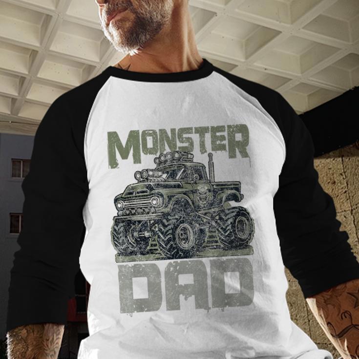 Vintage Monster Truck Lover DAD Family Matching Birthday Men Baseball Raglan Shirt