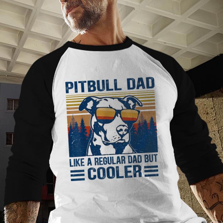 Vintage Pitbull Dad Like A Regular Dad But Cooler Men Baseball Raglan Shirt