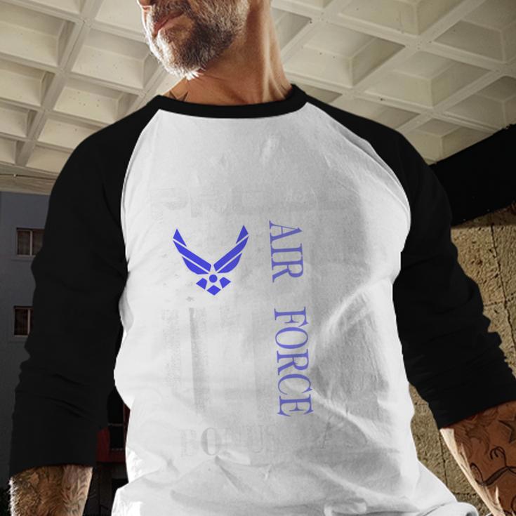 Vintage Proud Air Force Bonus Dad With American Flag Men Baseball Raglan Shirt